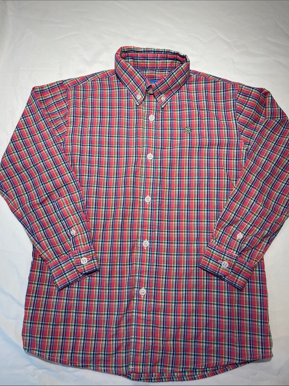 Boys Plaid Button-Down Shirt in Coral pink plaid - Classic Collared Style